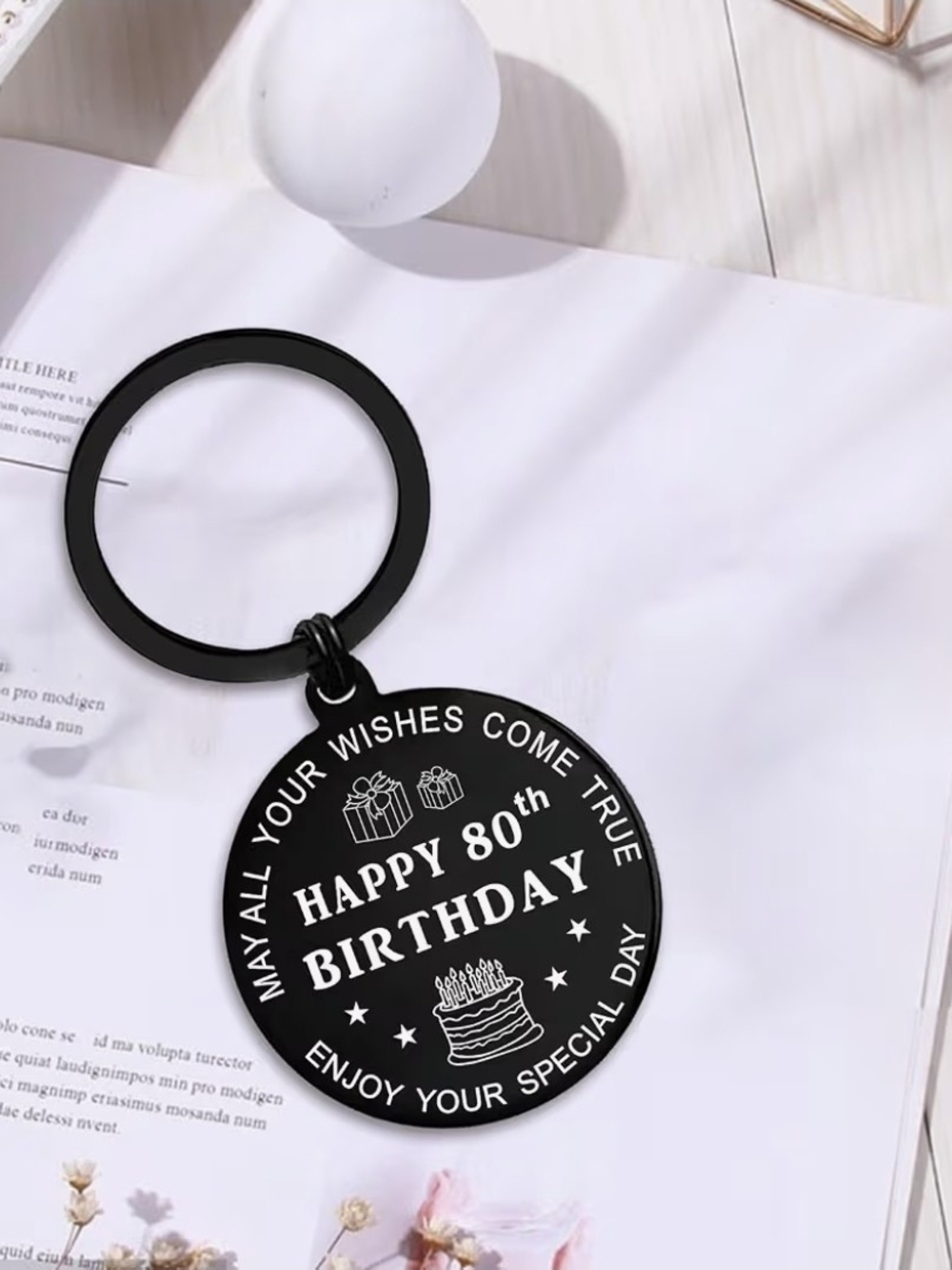 Birthday Keychain for 80th Milestone Gift - Picture 5 of 6